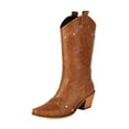 thumbnail image 7 of UngA Sexy Boots for Women Cowboy Boots for Women Mid Calf Fashion Cowgirl Boots with Embroidery Western Snip Toe Brown,5.5, 7 of 7
