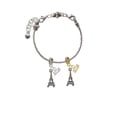 thumbnail image 3 of Delight Jewelry Black Nickeltone AB Crystal Eiffel Tower - Silver-tone Rope Charm Bead Dangle with Mini 2025, 3 of 4