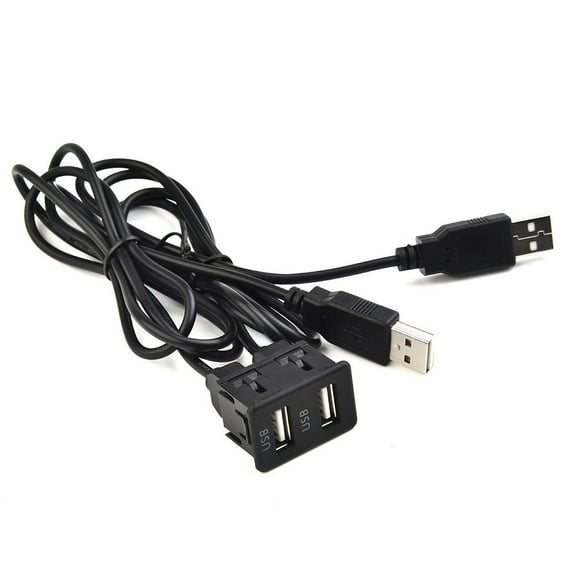 1M Dashboard Dash Flush Mount Usb Port Panel Dual Usb Extension Adapter Cable Panel Extension Cable Adapter Socket Double Port Fangkenuo