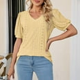 thumbnail image 6 of Diufon Summer Puff Short Sleeve T Shirts for Women Casual Solid Color Tunics V Neck Tees, 6 of 6