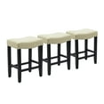 thumbnail image 2 of Costaelm Bulmon 24" Upholstered Black Counter Stools With Nail Head Trim (Set of 3), Beige, 2 of 3