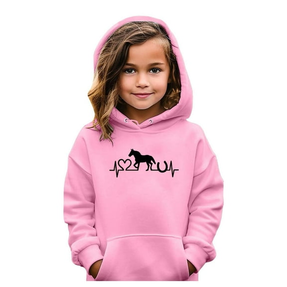 Wxolcjlv Toddler Boys Hoodies Fashion Horse Print Long Sleeve Hoodie Jacket With Pocket Casual Daily Wear Sports Sweatshirt Pullovers For Boys Girls，3-4 Years