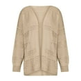 thumbnail image 5 of UYISJ Womens Crochet Cardigan Sweater Boho Solid Color Oversized Fall Cardigans Open Front Long Sleeve Outerwear Khaki S, 5 of 9