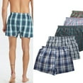 thumbnail image 2 of Men Soft Breathable Cotton Underwear Boxers Shorts with Button Fly Vintage Plaid Print Underpants Loose Homewear Panties, 2 of 8