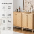 thumbnail image 3 of EYYTHUNG Storage Cabinet Set of 3 with Rattan Doors, Farmhouse Sideboard Cabinet Accent, Natural Oak, 3 of 6