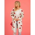 thumbnail image 3 of Women'S Cute Heart Long Cardigan Sweater V Neck Open Front Ribbed Knit Sweater Coats with Pockets  M, 3 of 8