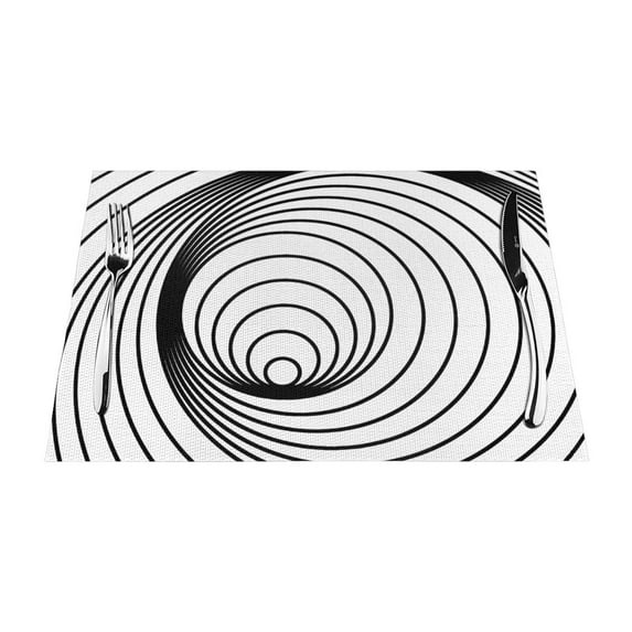 XMXY Woven Placemats Set of 4 PCS, Spiral Whirl Route Table Mats Washable Heat Resistant Placemats