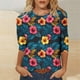 thumbnail image 1 of Xuyuer Women's Spring Summer Hawaiian Print Loose Casual Round Neck 3/4 Sleeve T-Shirt, Floral Pullover Top for Beach Vacations, Tropical Parties and Summer Holiday Style, 1 of 6