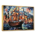 thumbnail image 3 of Designart "Cubist Cruise Pirate Adventures in the Caribbean" Oversized Coastal Framed Wall Art - Coastal Yellow Coastal Boat Hallway Framed Wall Art Decor, 3 of 7