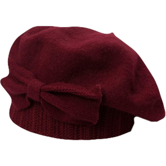 YooGuoGuo Beret Hats for Women Winter Cap 1920s Chic Style Wool Bow Beanie French Artist Caps