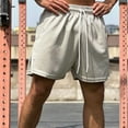 thumbnail image 4 of Sngxgn Men's Casual Shorts Drawstring Summer Beach Stretch Waist Gym Shorts(Khaki,L), 4 of 4