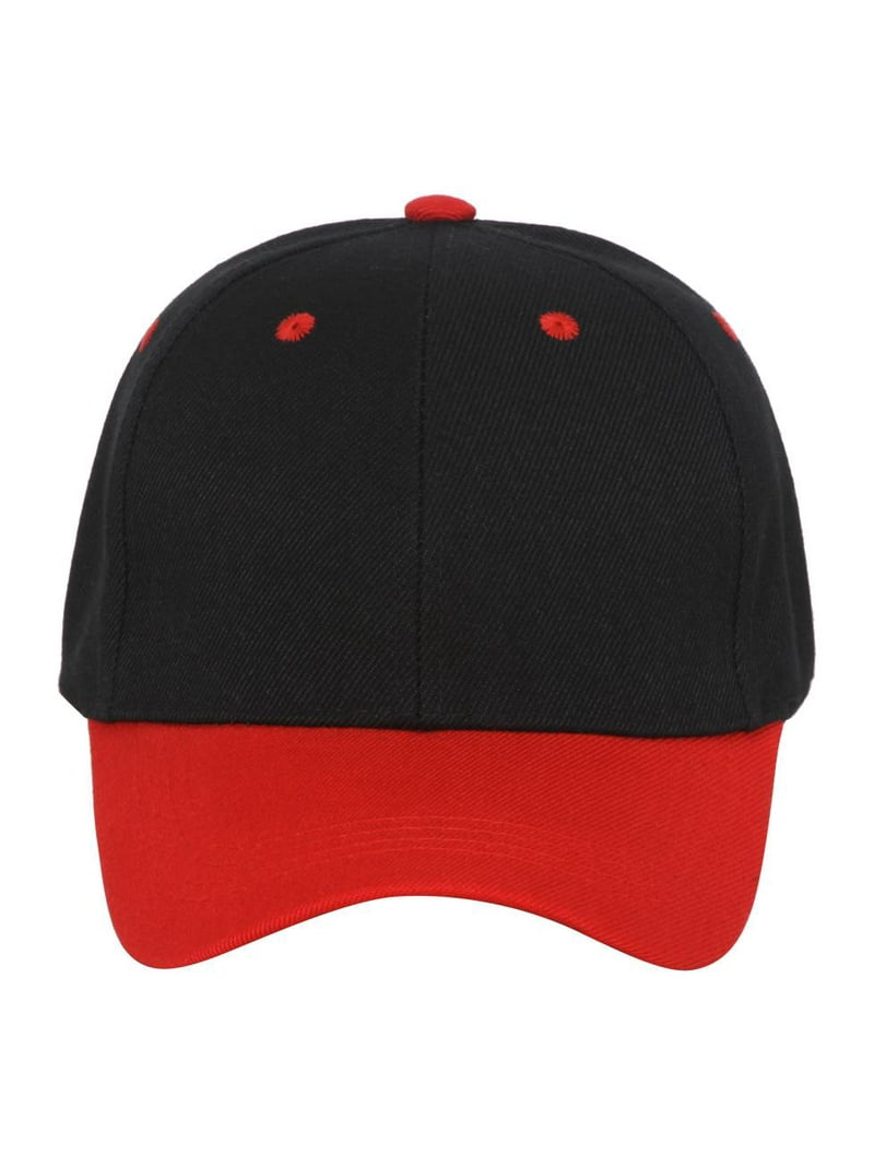 Two-Tone Adjustable Baseball Cap, Black Red - Walmart.com display picture 1