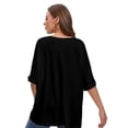 thumbnail image 5 of Women's Basic Casual 2 Pack Summer T Shirts Oversized Loose Short Sleeve Tee Tops Black/Army green, 5 of 7
