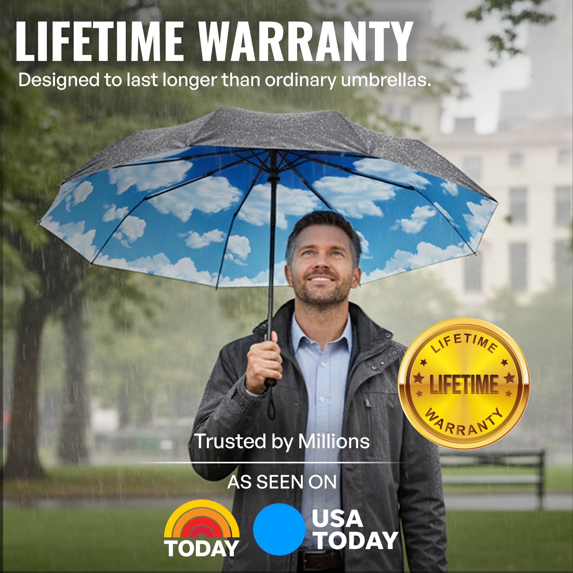 Repel Windproof Travel Umbrella, Auto Open Close Folding Umbrella Wind Tested to 100MPH