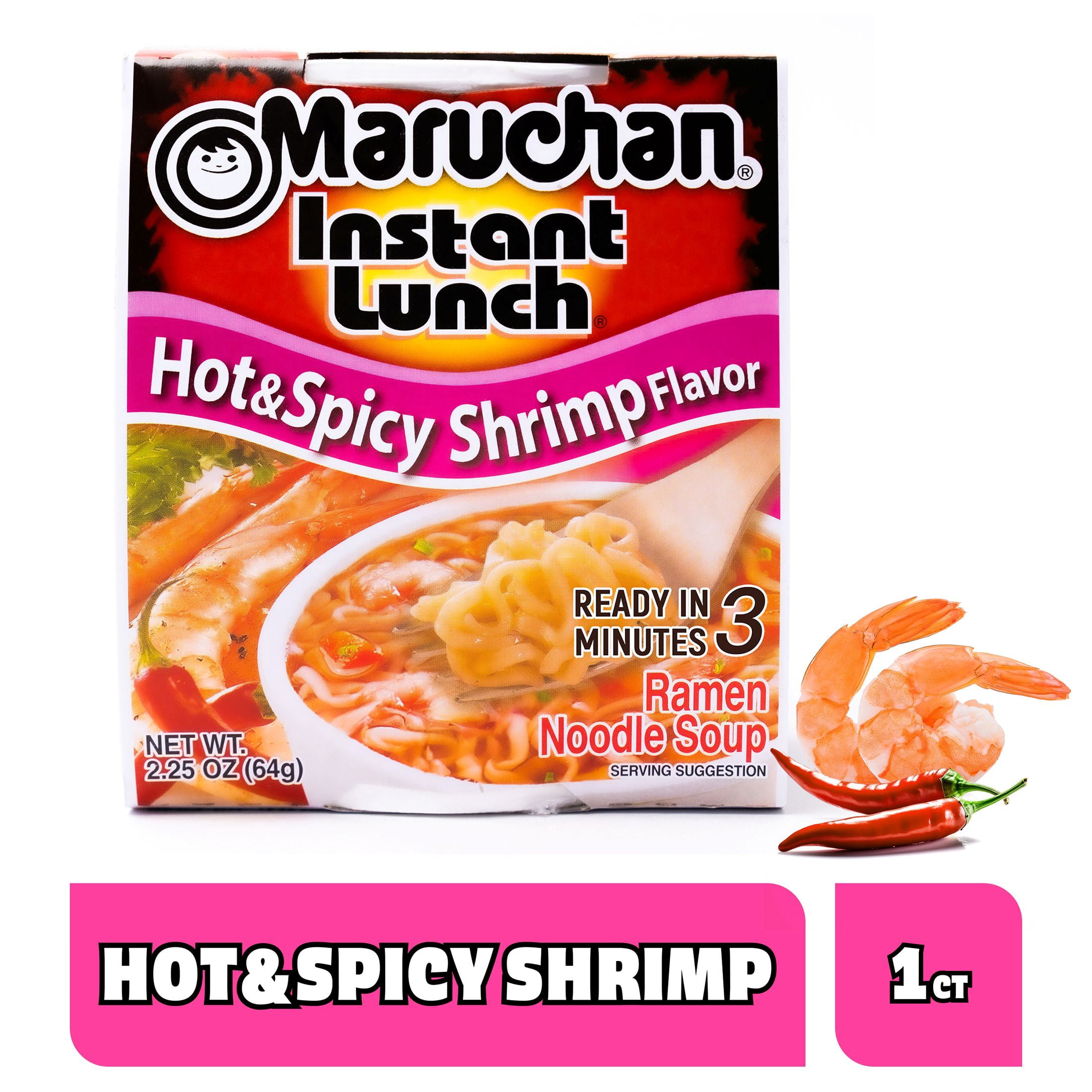 Maruchan Instant Lunch Ramen Noodles, Hot & Spicy Shrimp Flavor, 2.25 oz Cup