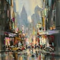 thumbnail image 2 of Heighton, Brent 15x15 Black Ornate Wood Framed with Double Matting Museum Art Print Titled - City Street Sensation, 2 of 4