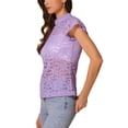 thumbnail image 4 of INSPIRAR CHIC Blusa de Mujer con Cuello Alto y Espalda con Abertura para el Día de San Valentín, Manga Corta, Semi Transparente, L Color Púrpura Claro, 4 of 5