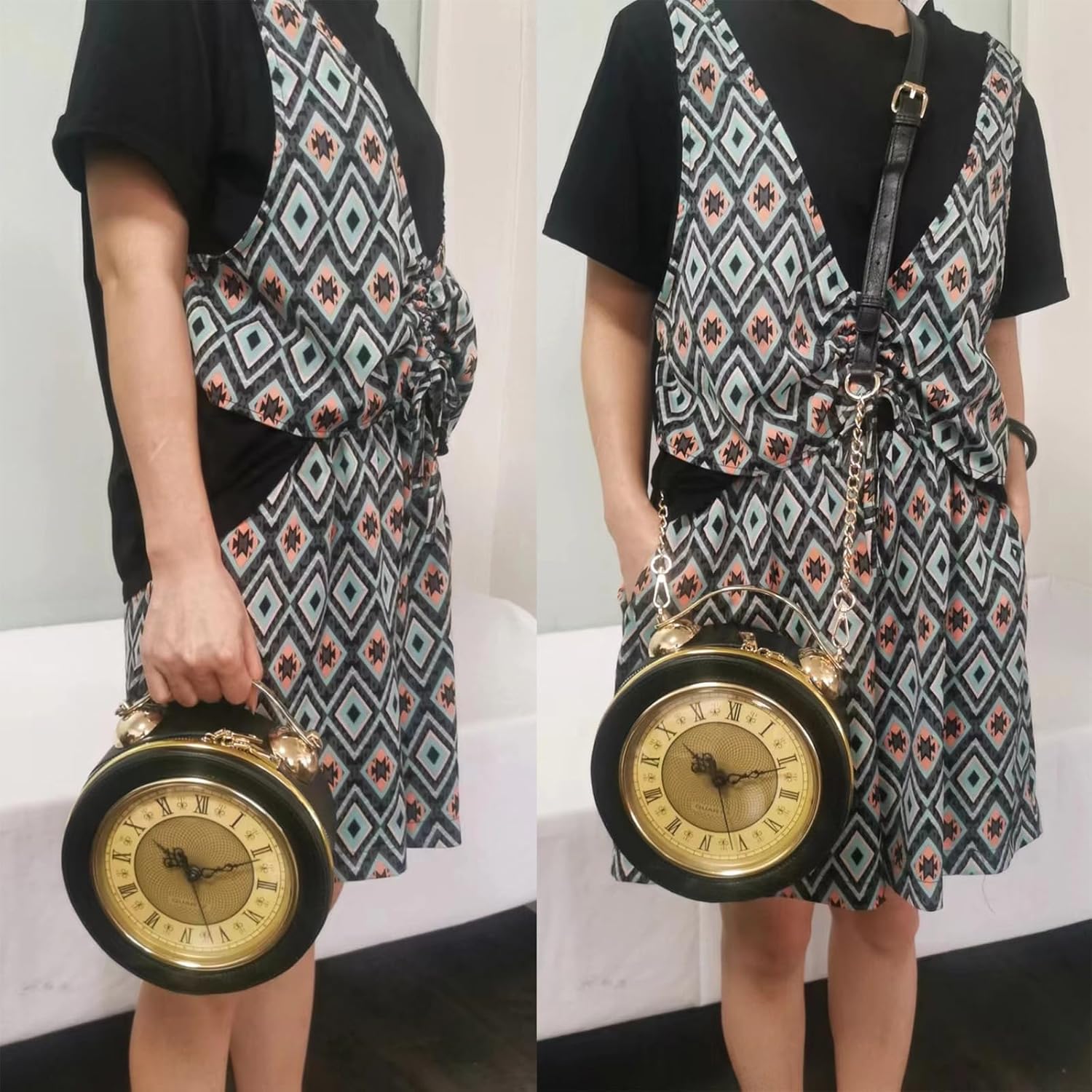 Baguery PVC Clock Shaped Crossbody Bag - Waterproof Adjustable Shoulder Purse for Women