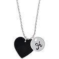 thumbnail image 1 of Delight Jewelry Acrylic 1" Black Heart Silvertone Script Initial Disc - H - Charm Necklace, 20"+3", 1 of 4