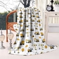 thumbnail image 2 of Cartoon Construction Vehicles Helmets White Pattern Blanket,Comfortable Soft Flannel Throw Blanket,All Season,Warm Lightweight Blankets for Sofa Bed Couch Living Room Chair,60"x80", 2 of 4