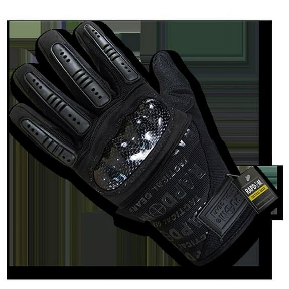 Carbon Fiber Combat Gloves, Black - Small