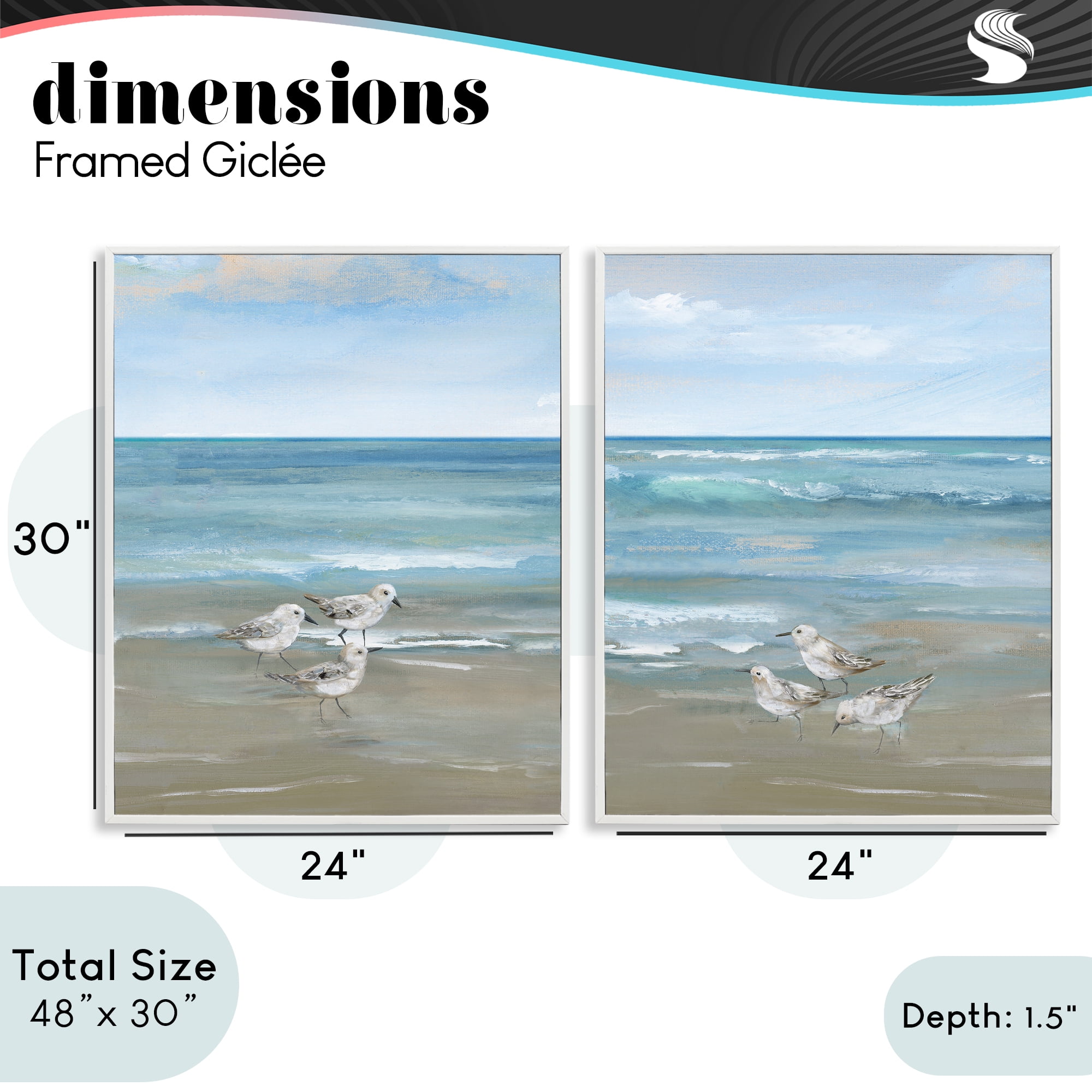 Stupell Industries Seaside Sanderlings at Dawn 2 Piece White Framed Giclee Art Set, design by Nan