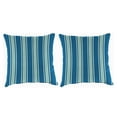 thumbnail image 4 of Jordan Manufacturing 16" x 16" Sanders Puff Blue and Gray Green Stripe Square Outdoor Throw Pillow (2 Pack), 4 of 9