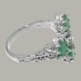thumbnail image 4 of LBG British Made 10k White Gold Natural Diamond & Emerald Womens Promise Ring - 33 size options - Size 6, 4 of 6