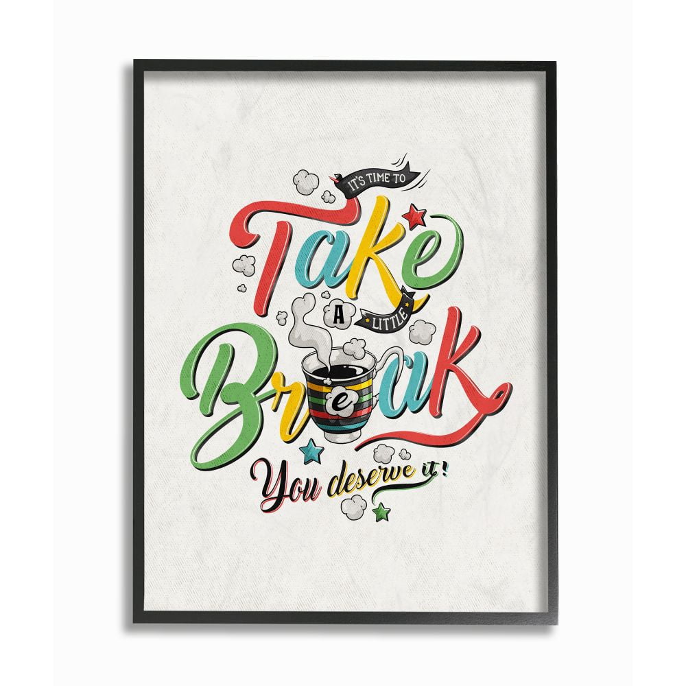 Stupell Industries Take A Break Inspirational Comic Book Word Design Framed Wall Art by Ester Kay