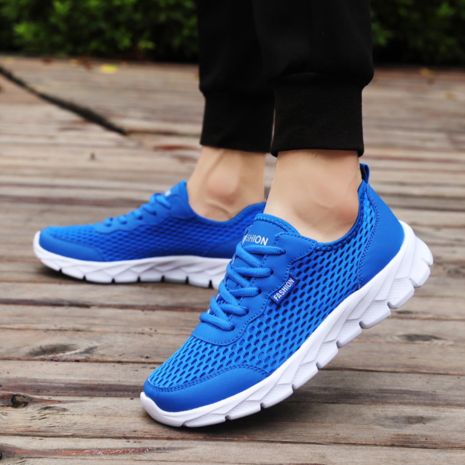 Shoes for Men Sneakers Men Summer Lightweight Breathable Mesh Shoes Running Shoes Mesh Shoes Lace Up Large Size Casual Sneakers Male Shoes Blue 8.5