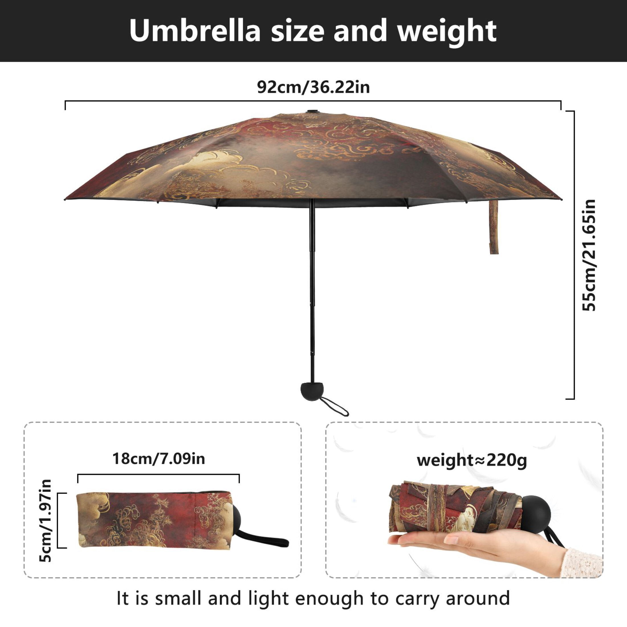 Cloud Pattern Chinese Umbrellas for Sun Auto Open Close UV50+ Waterproof 5-Fold Compact Fiberglass Frame