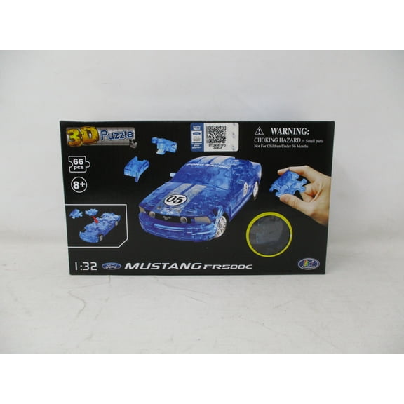 Puzzle Fun 3D 1:32 Mustang FR500C- Translucent Blue- 66 pieces