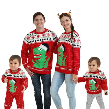 

Usaibhir Matching Family Snowman Christmas Sweaters Couple Ugly Holiday Knitted Pullover Top