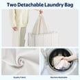 thumbnail image 6 of Rolanstar 130L Laundry Hamper Wicker Laundry Basket with Lid, Handles Clothes Hamper Foldable with 2 Removable Liner Bags, White, 6 of 8