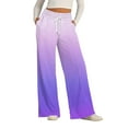 thumbnail image 5 of Soyumi Pull-On Wide Leg Jeans Woman Casual Going Out Pants Baggy Jeans Hiking Yoga Pants Women Printed Track Pants Wide Leg Sweatpants Women Outdoor Trousers Bootcut Jeans Winter Lounge, Purple, 5 of 6