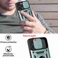 thumbnail image 4 of Compatible with iPhone 13 Pro Max Case with Sliding Camera Lens Cover and Ring Kickstand Heavy Duty Military Grade Protection Phone Shockproof Back Cover for iPhone 13 Pro Max, Green, 4 of 7