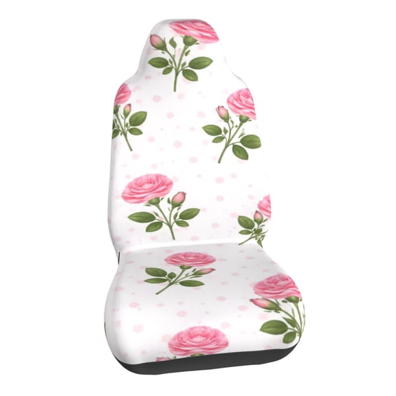 Pink Rose Floral Car Seat Covers Stretch Car Seat Protectors Universal Fit