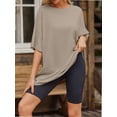 thumbnail image 3 of Womens T Shirts Summer Crewneck Short Sleeve Loose Fit Basic Tee Tops Workout Clothes, 3 of 5