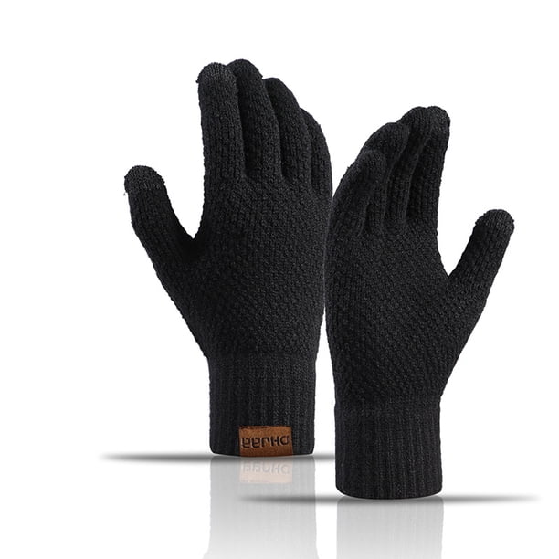 Guantes de punto para hombre, cálidos para el invierno, con forro polar, gruesos, para pantalla táctil, versátiles, con estampado de piña.