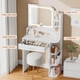 thumbnail image 4 of Small Vanity Desk with Mirror and Lights, 26.4" W Girls Vanity Set with Adapter, 3 Lighting Color Adjustable, Makeup Vanity Vanity for Girl, 4 of 9