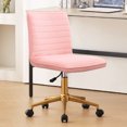 thumbnail image 2 of Falvinoryn Velvet Mid-Back Home Office Chair Swivel Adjustable Small Chair for Bedroom Office Room, Pink, 2 of 7