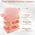 thumbnail image 3 of Bento Box for Adults-1900 ML 3-Layer Stackable Bento Lunch Box with Spoon,Fork,Durable Leakproof Adult Bento Box for Office,Gym,Picnic,Camping,BPA-Free(Green), 3 of 8