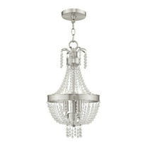 51853-91 Livex Lighting Valentina - 3 Light Pendant in French Country Style - 10 Inches wide by 18.5 Inches high-Brushed Nickel Finish    -Traditional