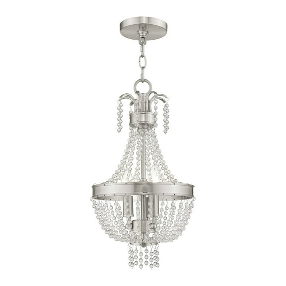 51853-91 Livex Lighting Valentina - 3 Light Pendant in French Country Style - 10 Inches wide by 18.5 Inches high-Brushed Nickel Finish    -Traditional