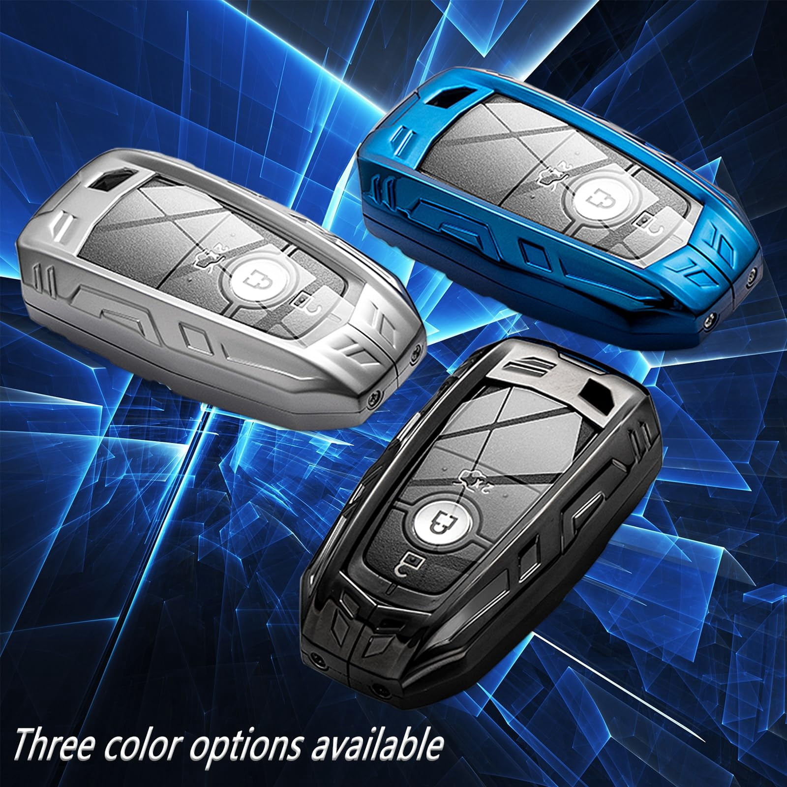 For Ford Key Fob Cover,Keychain,Zinc Alloy Protection Car Key Shell Case Compatible with Ford Holder Smart Remote Keyless Keyshell Accessories