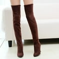 thumbnail image 3 of Suede Over The Knee High Boots for Women Pointed Toe Stiletto High Heel Thigh High Booties Stretchy Long Fall Boots Brown Size 8, 3 of 7