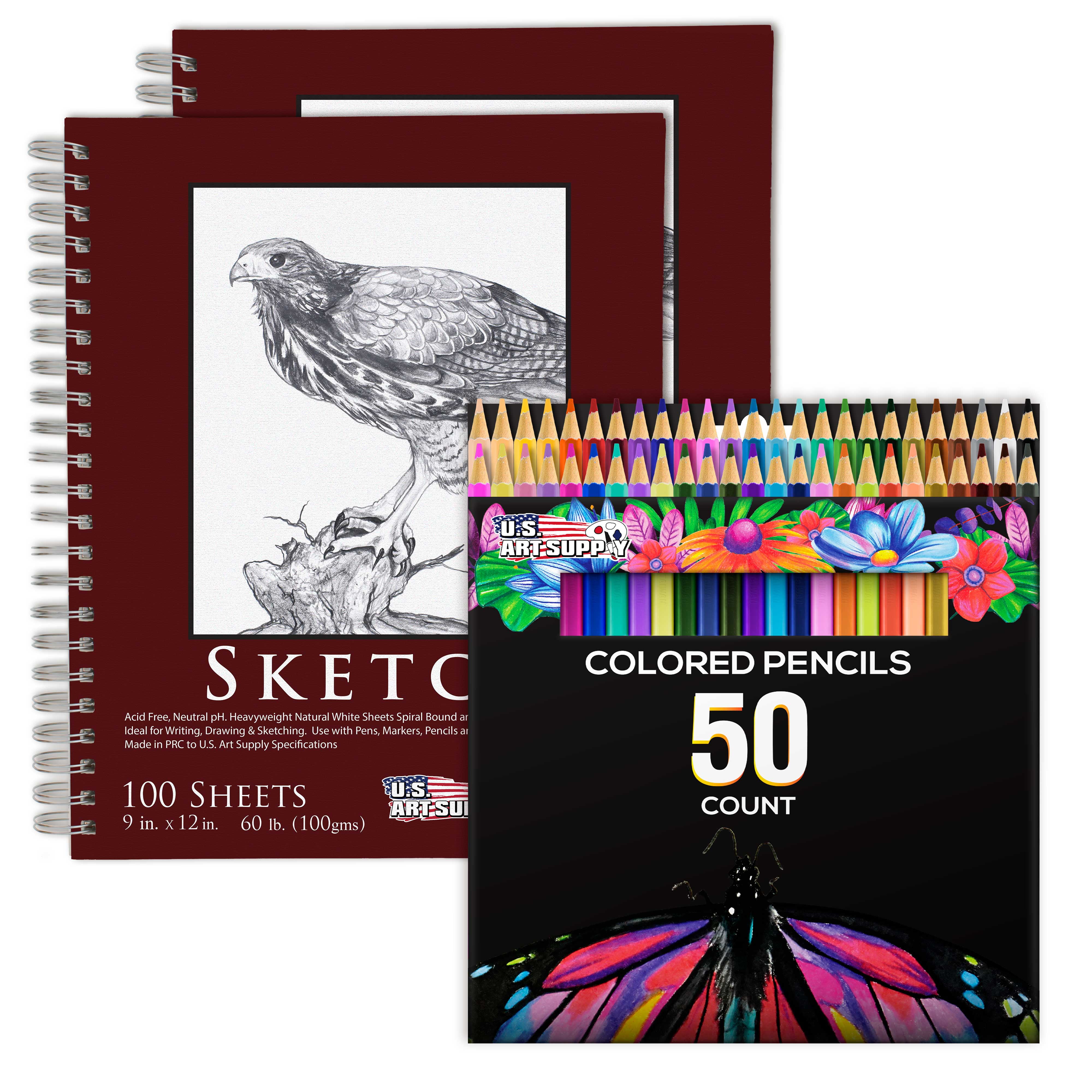 50 Premium Coloring Pencils Adult Coloring Books Drawing 