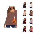 thumbnail image 1 of Long Sleeve Shirts for Women 2026 Fall Winter Basic Square Neck Slim Fit Breathable Undershirt T Shirts, 1 of 7