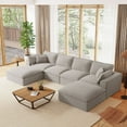 thumbnail image 2 of 142" Fully Compressed Modular Sectional Sofa, U Shape with Ottomans, Luxury Striped Chenille with Extra Width & Depth Cloud Like Soft Cushion,No Assembly Required for Living Room,Apartment,Light Grey, 2 of 9