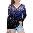 thumbnail image 2 of YUNAFFT Girls V-Neck Top Long Sleeve Star Gradient Print Pullover Trendy Celestial Design, 2 of 8